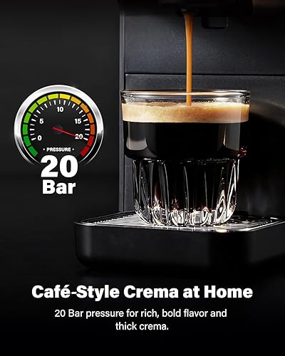 Miniatura 3 de Máquina de café expreso de 20 bares, compatible con cápsulas Nespresso Original y Dolce Gusto, café molido y cápsulas ESE, tanque de 47.3 onzas,
