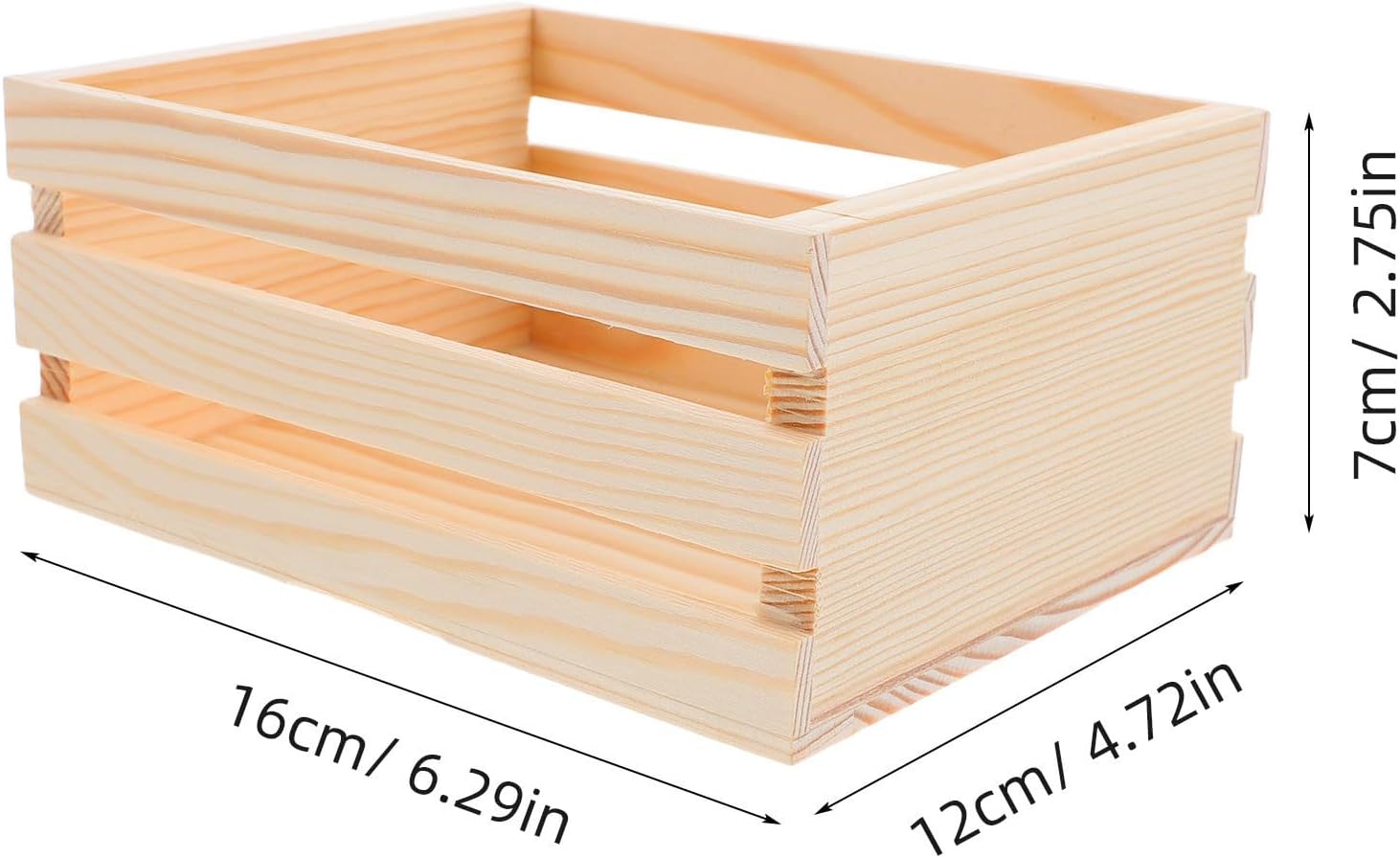 Garneck Mini Wooden Desk Storage Basket with Hollow Design Beige image 2