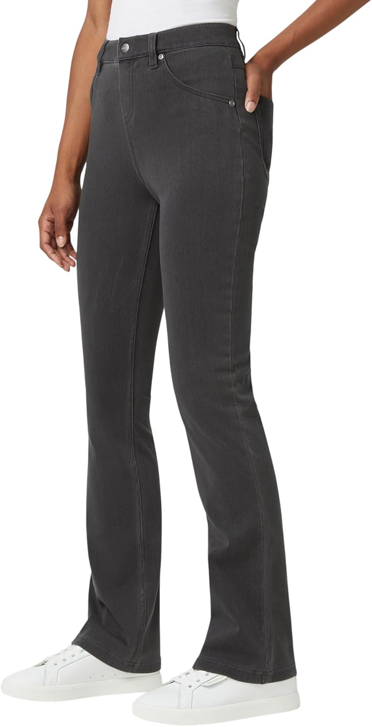 HUE Womens Ultra Soft High Waist Denim Baby Bootcut Leggings - Image 3