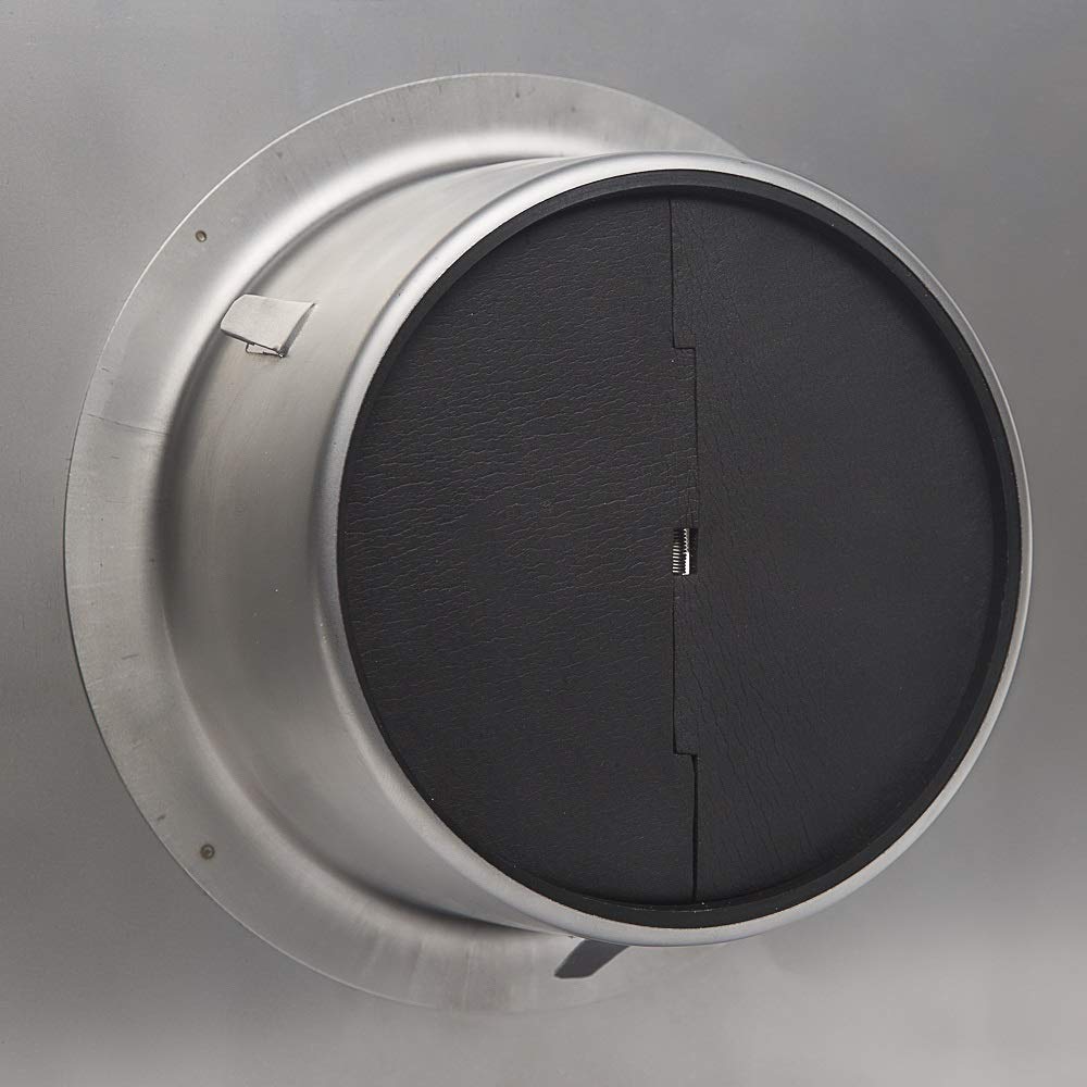 Premium Abluftgitter Lüftungsgitter Küchenabluftgitter Dunstabzugsgitter Anschlussstutzen Edelstahl Überdruckgitter mit isolierter Rückstauklappe (150mm, Weiss RAL9010)
