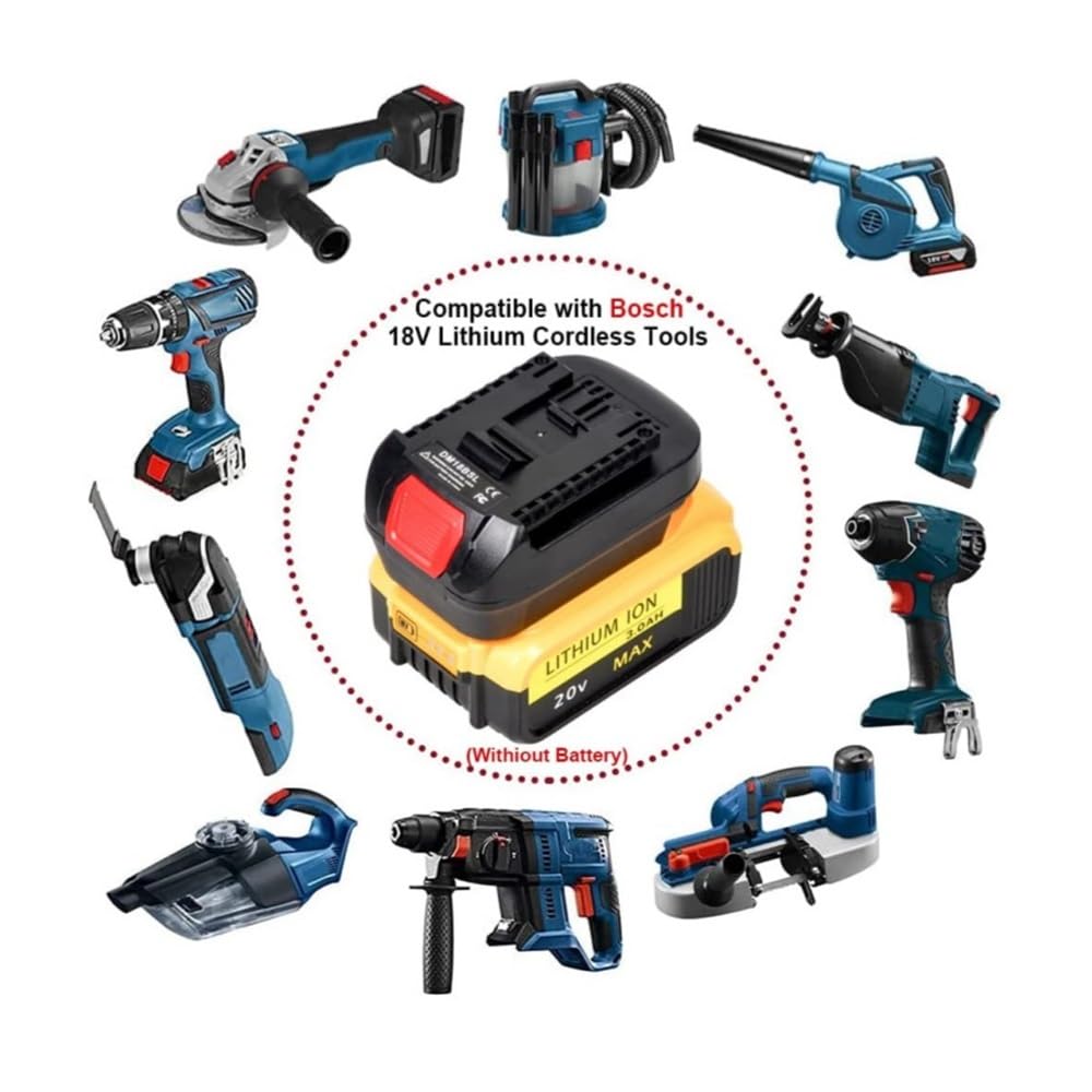 Adaptador de Herramienta eléctrica Compatible con Dewalt 20V y Milwaukee 18V Convertidor Compatible con Bosch DM18BSL Adaptador de conversión de batería de Litio