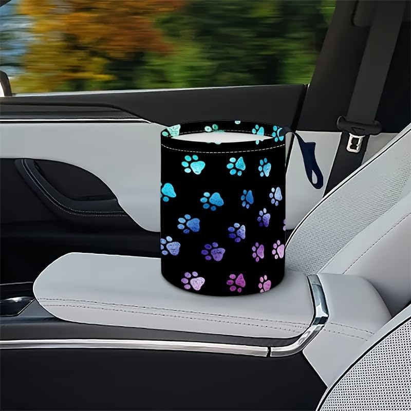 Image of Portable Reusable Waterproof Car Trash Bin, Multipurpose Vehicle Organizer, Road Trip Essentials (Dog paw 3)