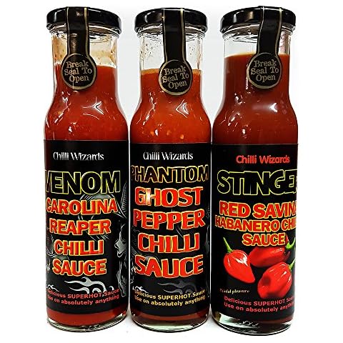 Chilli Wizards - Venom Carolina Reaper - Phantom Ghost & Stinger Red Savina Sauce Cover