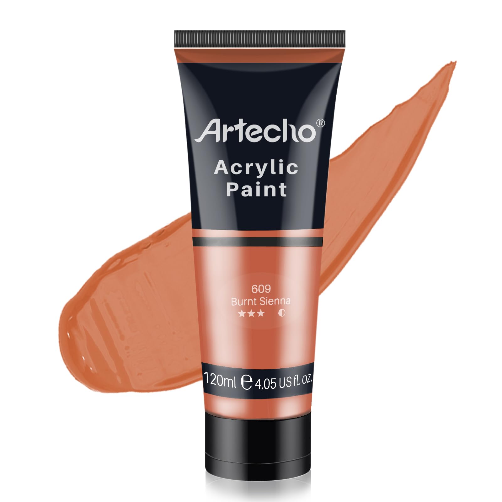 Artecho Acrylic Paint, Burnt Sienna (120ml / 4.05oz) Tubes, Art Craft Paints for Canvas Painting, Rock, Stone, Wood, Fabric, Art Supplies for Professional Artists, Adults — image 1