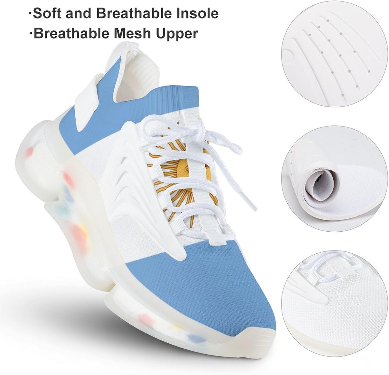 Argentina Flag Sports Shoes Breathable Insole
