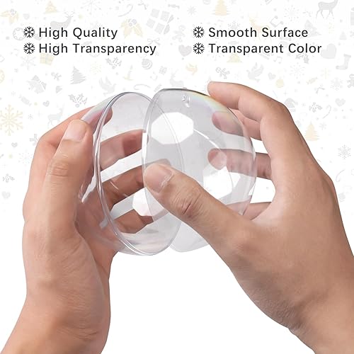 Miniatura 5 de Esferas de adornos de Navidad transparentes, de plástico transparente, esfera hueca, decoración de árbol de Navidad, fiesta de boda (3 pulgadas)