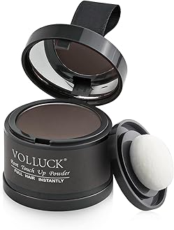 VOLLUCK Root Touch up Powder, Instant Hairline Powder for Thinning Areas and Gray Hair Coverage, Natural and Non-greasy Root Cover up for Women and Men (Medium Brown, 0.14 Ounce)