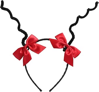Obavioy 3PCS Antenna Headband Adult Costume Detachable Red Bow Hair Clips | Halloween Cosplay Accessories, Christmas Gift, Party Supplies, World Book Day Accessory, Durable Metal