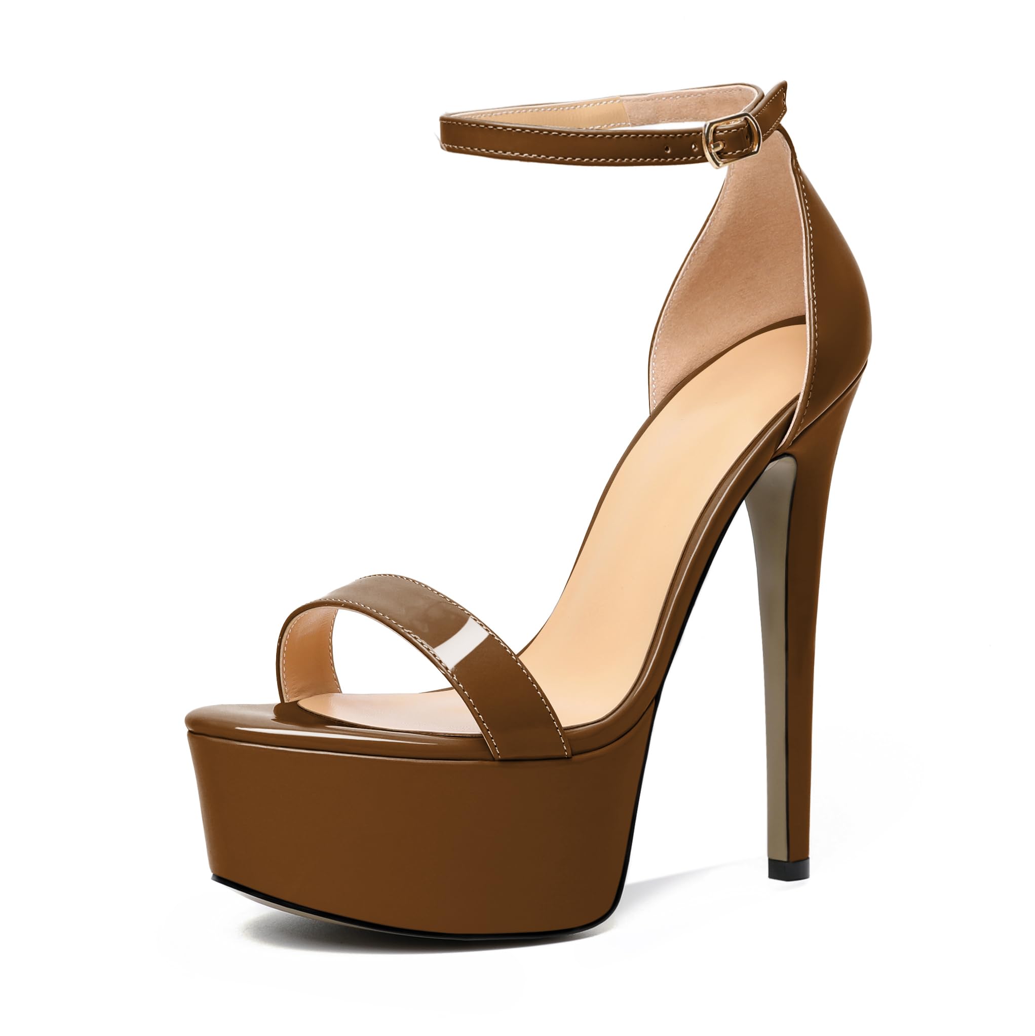 Joseywade Women Platform Stiletto High Heel Sandals Open Toe Heels Sky High Heel 6 Inch One Strap Pump Shoes