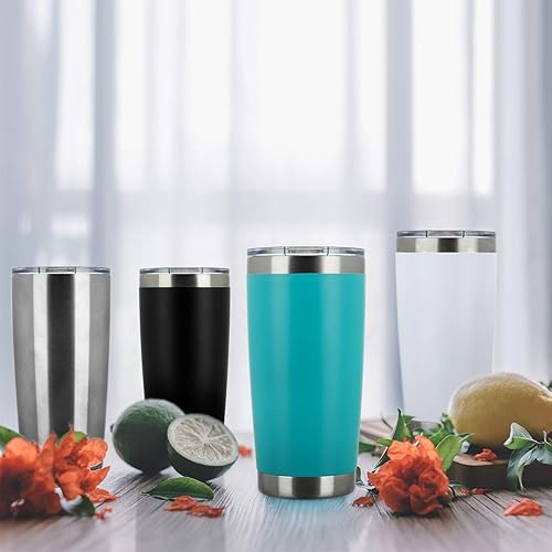 Miniatura 6 de COMOOO - Taza de viaje de doble pared aislada al vacío, de 20 onzas, vaso de acero inoxidable con tapa para bebidas frías y calientes, con