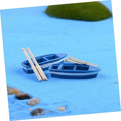Miniatura 2 de Ciieeo 4 Sets Adornos para Mesa De Boat Canoe Model Dinner Table Decor Fairy Figurines Micro Boat Desk Topper Table Topper Sea Decor Blue Decor