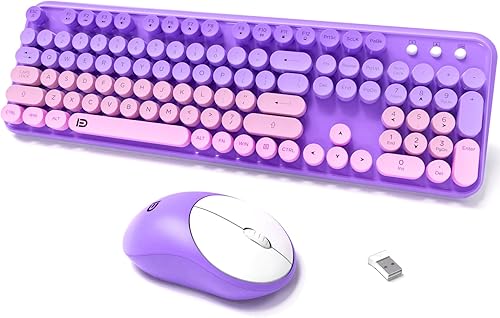 Miniatura 16 de Combo de teclado y mouse inalámbricos, teclado inalámbrico de tamaño completo de 2.4 GHz con teclas redondas para Windows, computadora, escritorio,