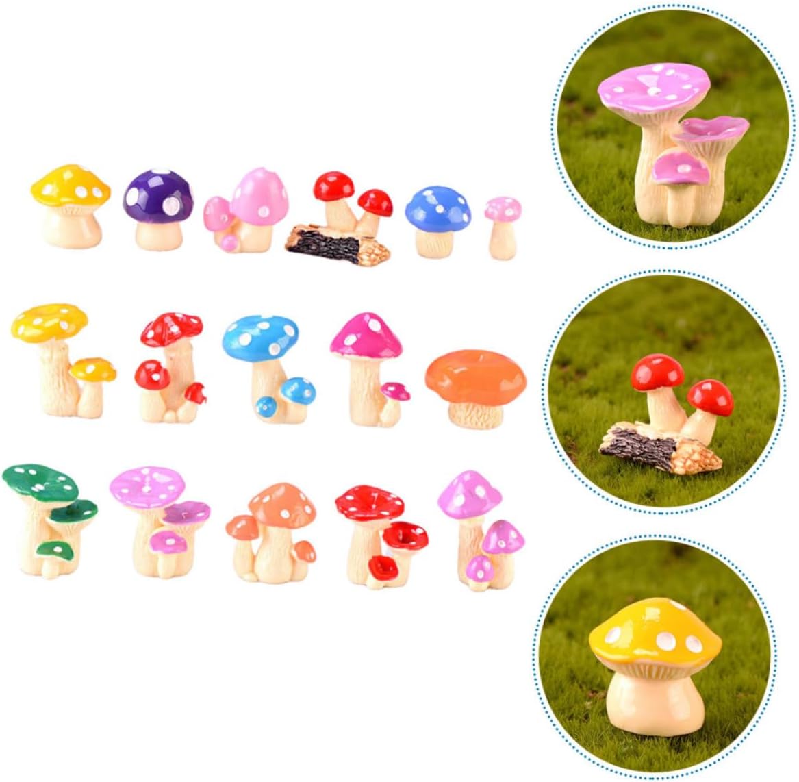 SUPVOX 64pcs Miniature Mushroom Decor for Cake Garden Resin Mushroom Figurines for Crafts Accessories Decoration