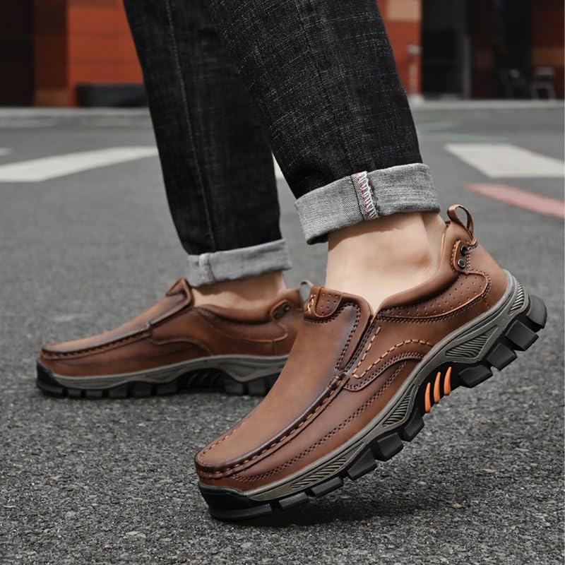 Enjerr Orthopedic Shoes for Men - 2025 Slip-On Loafers with Arch Support, Durable PU Leather for Balance Walking, Hands-Free Comfort Design3