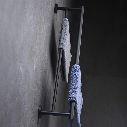 Miniatura 7 de Hoooh Toallero doble de baño de acero inoxidable de 30 pulgadas, soporte para toallas de baño, montaje en pared, acabado cepillado, A102L75-BN