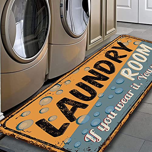 GISPOG Farmhouse Laundry Room Rug Runner Non Skid Machine Washable