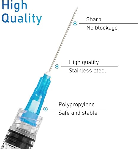 Miniatura 10 de Jeringas Luer Lock desechables de 0.0 fl oz con aguja de 0.88 oz de 1 pulgada, paquete individual - Paquete de 20