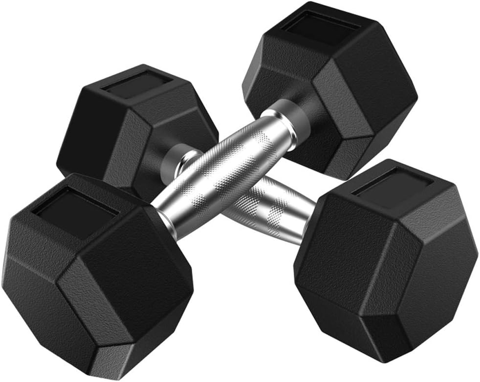 XUANLAN Dumbbell Solid Iron Hexagon Dumbbell Rubber Encased Hex Dumbbell with Metal Handles Home Sports Fitness Equipment (Size : 5kg)