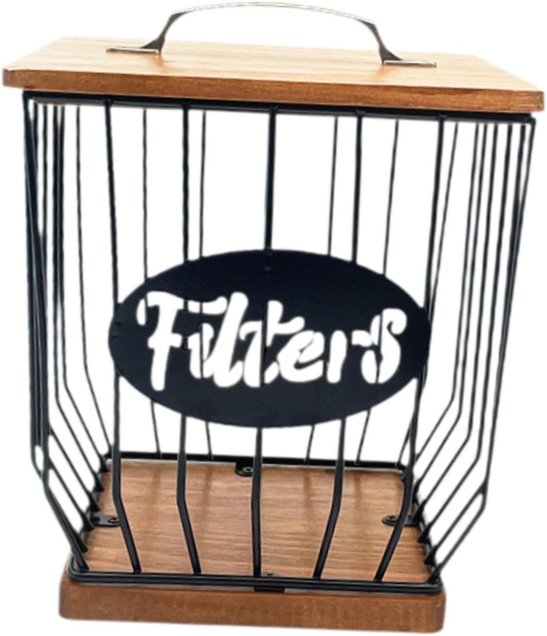 Coffee Pod Holder Iron Coffee Capsule Holder Organizer Cup with Wood Lid Iron Modern Coffee Pod Basket Decor for Kitchen Cafe, Black