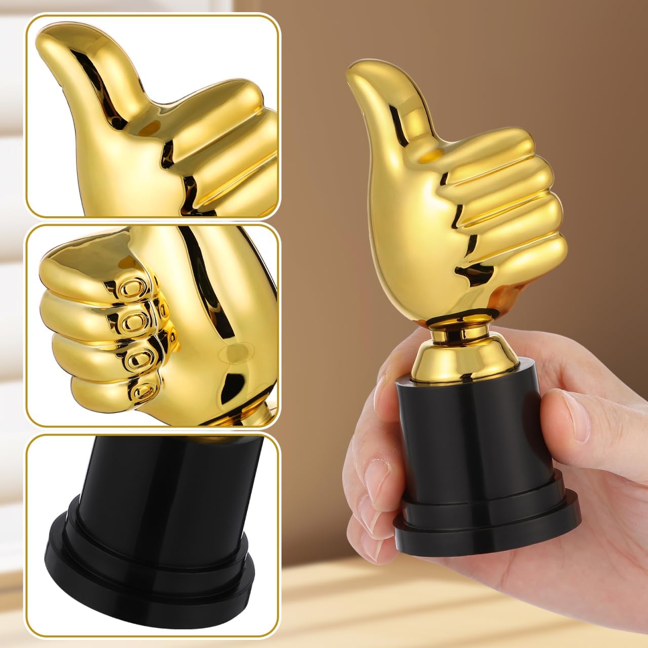 NUOBESTY Soccer Trophy Awards – Plastic Thumb Up Trophies for Classroom Rewards, Game Prizes, Football Party Decorations, Kindergarten Graduation Gifts