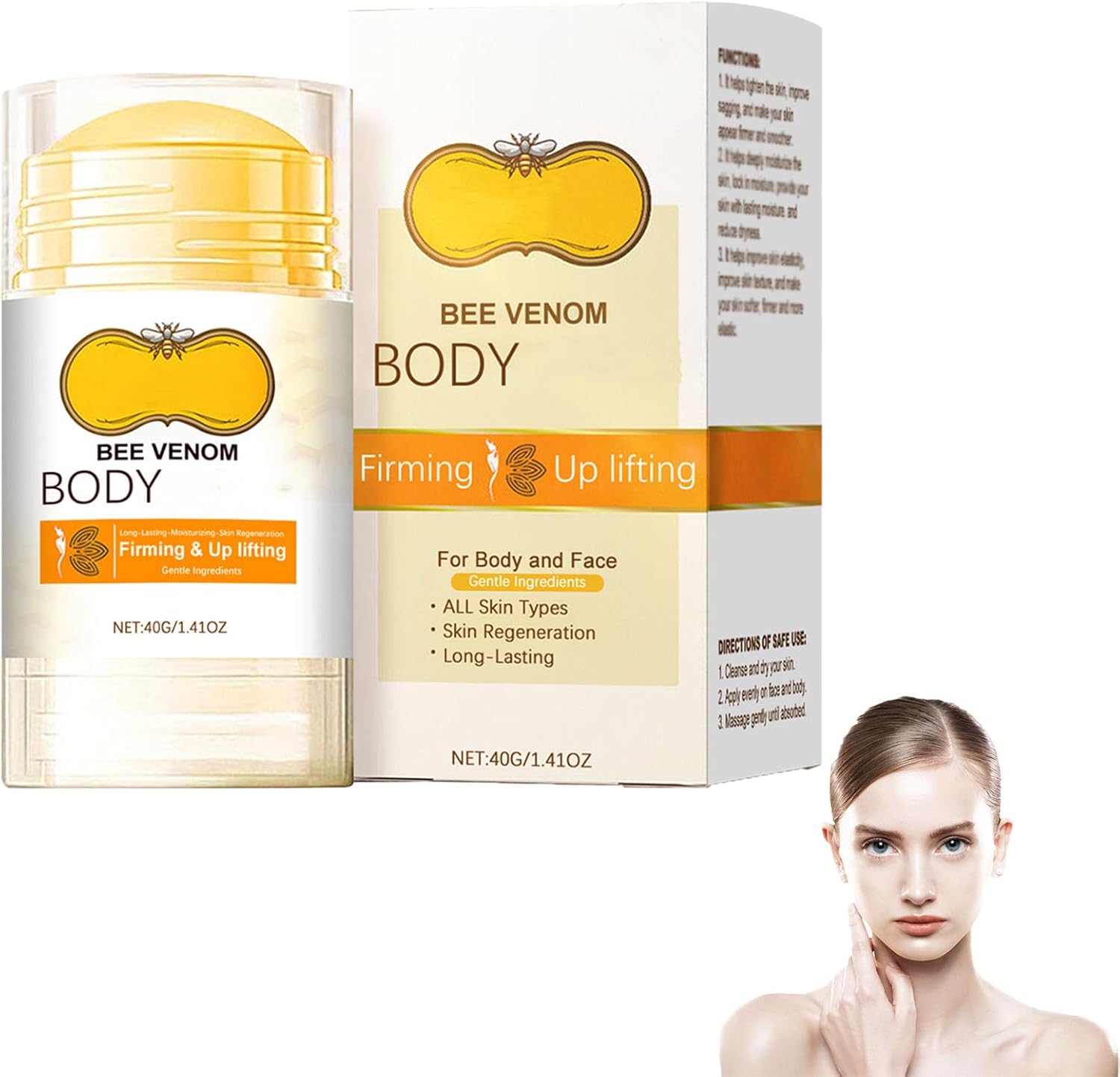 Bee Venom Firming Serum Body Stick, Anti-Rimpel Lifting Crème, Geavanceerde Verstevigende & Rimpel-Verminderende Crème voor Gezicht en Lichaam, Liftende en Gladmakende Huid, Natuurlijk Serum (1pcs)