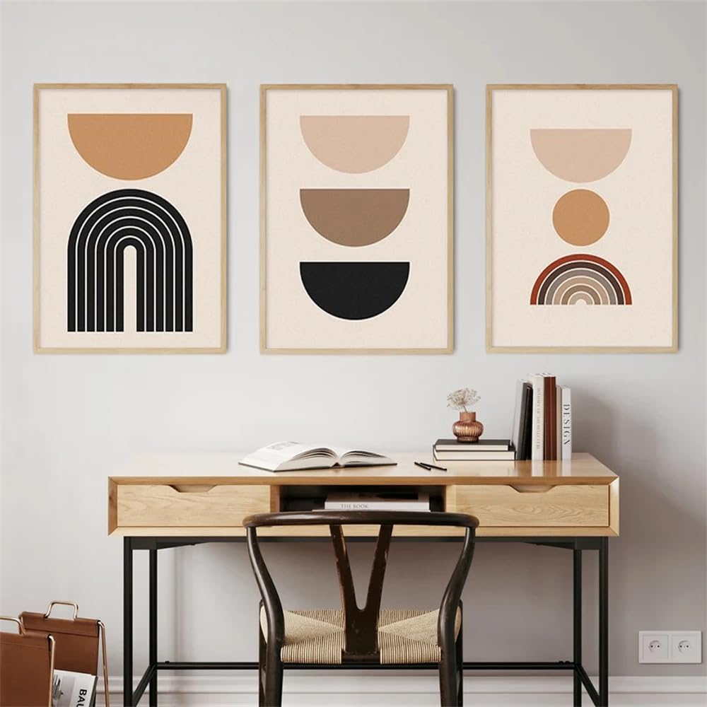 WUHBCZ Canvas Paints-Mid Century Modern Geometric Abstract Minimalist Posters Canvas Painting Wall Art Print Pictures Living Room Interior Office Home Decor-60 * 70cm/3PCS (No Frame)