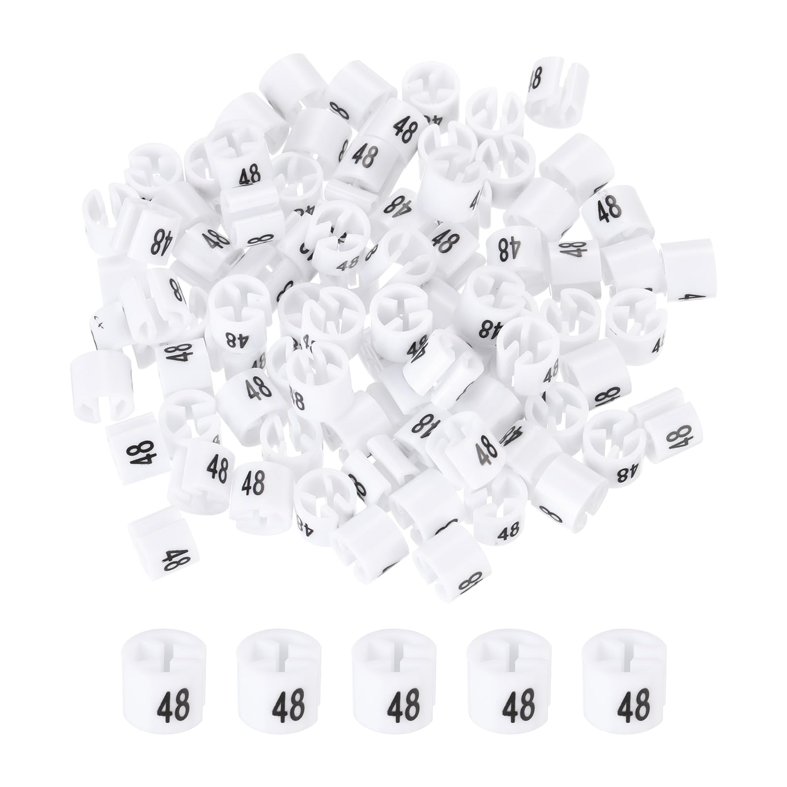 MECCANIXITY Clothes Hanger Marker Colored Hanger Sizer Garment Markers Tag (Number 48, White) for Garment Clothing Color Coding, Pack of 100 Pcs