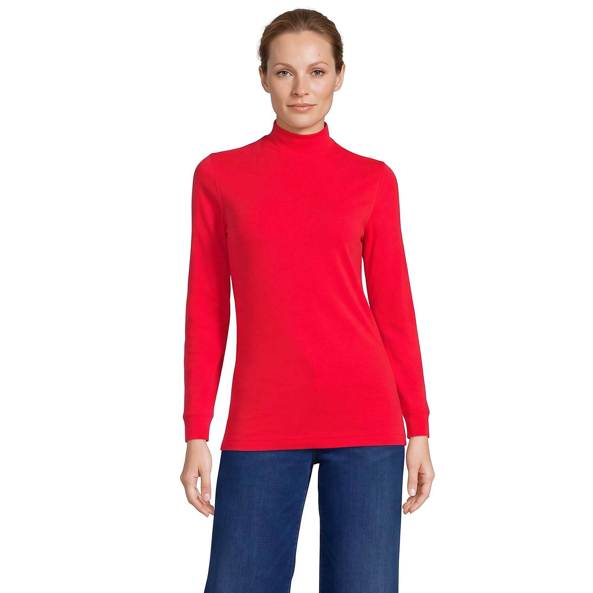 Lands' End Women's Cotton Mock Turtleneck