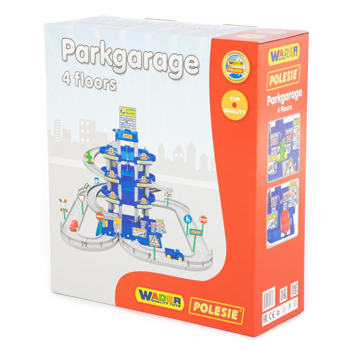 Polesie Wader Parkgarage con 4 Livelli con Strada Gioco e Auto, Blu