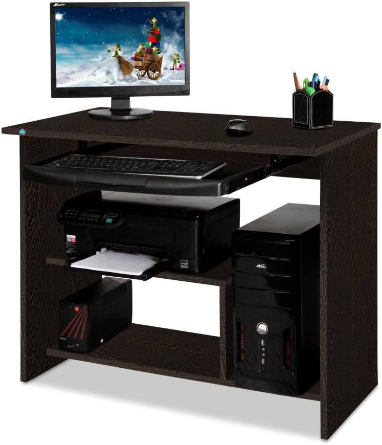 Delite KOM Home Office/Kids Room/Bedroom Lucky Engineered Wood Laptop/Computer Table with Space for Keyboard Tray,CPU,Printer and UPS, Wenge