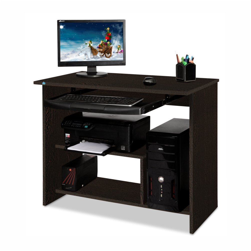 Delite KOM Home Office/Kids Room/Bedroom Lucky Engineered Wood Laptop/Computer Table with Space for Keyboard Tray,CPU,Printer and UPS, Wenge