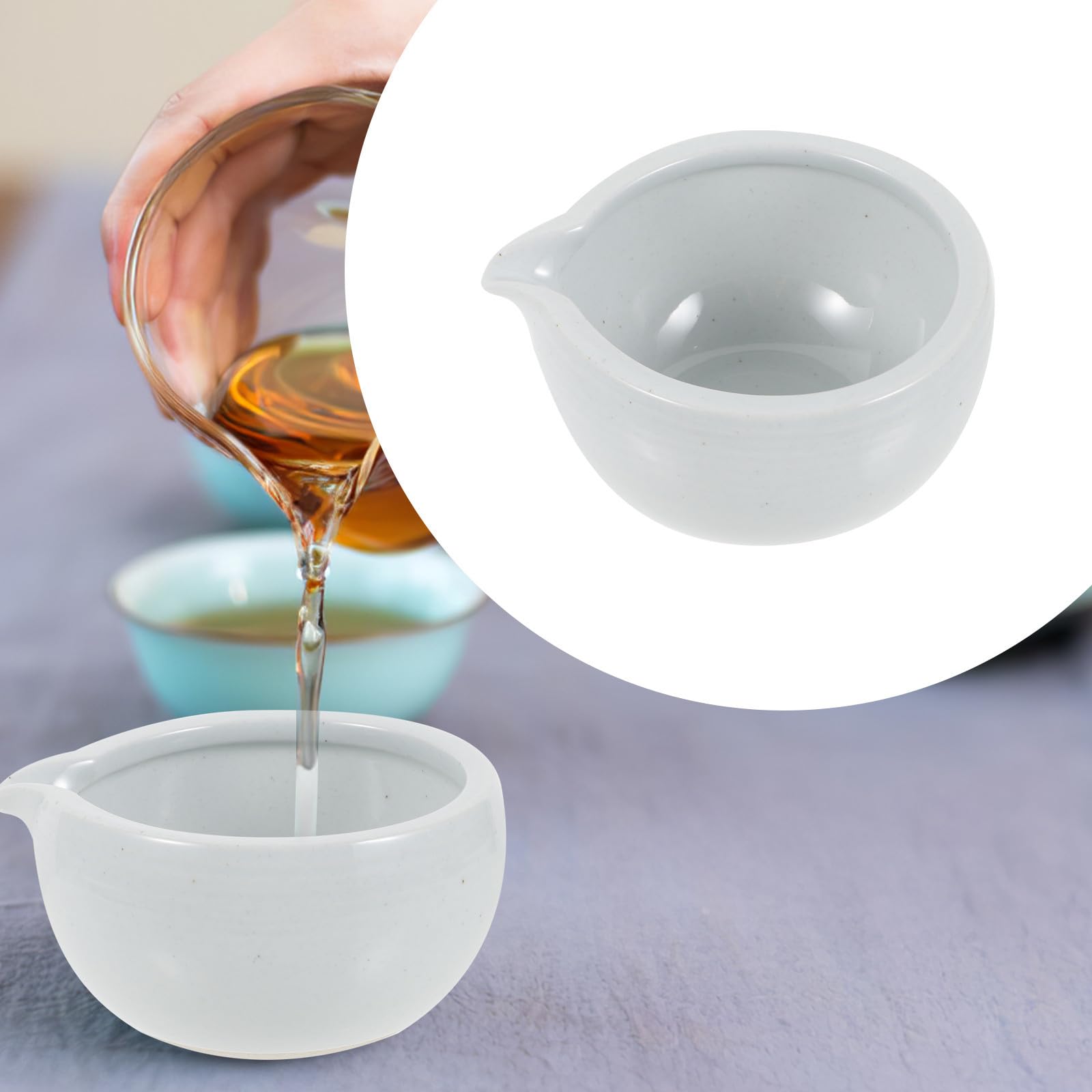 Operitacx Cuenco de Matcha Japonés de Cerámica Blanco con Pico Vertedor y Capacidad de 525ml, Fácil de Usar para Ceremonia del Té en Casa o Casa de Té Tradicional