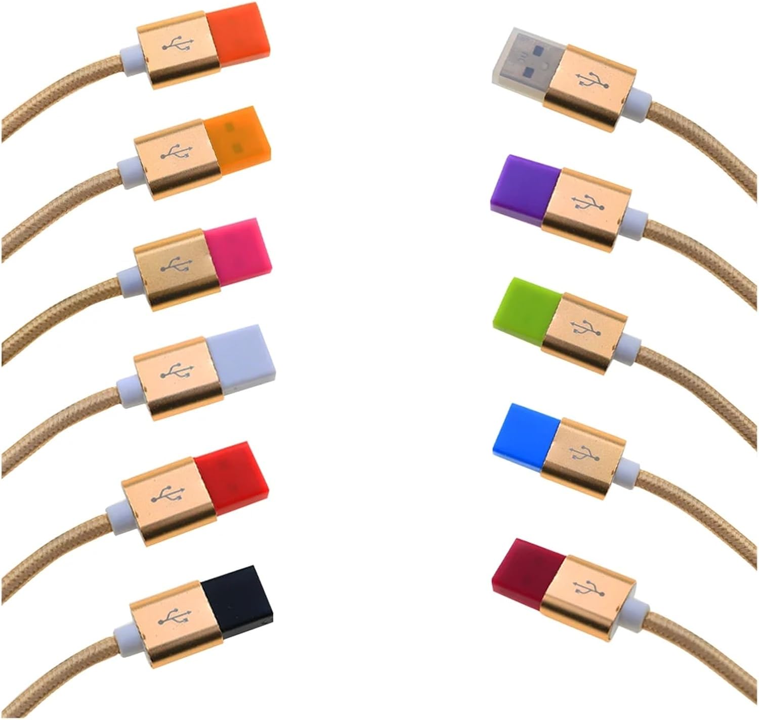 12pcs USB Male Silicone Protector Cap Dust Plug Charging Extension Transfer Data Cord Line Stopper Protective Cover(Q-Rose redJ)