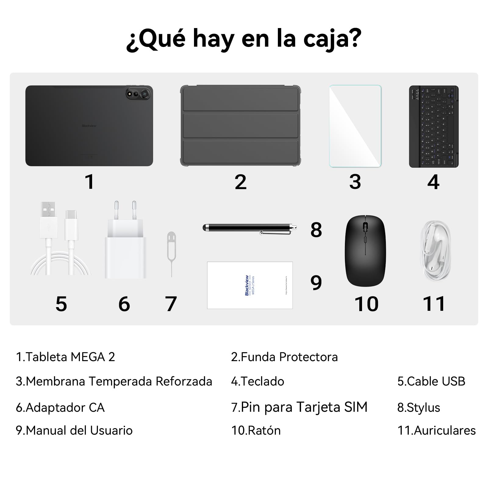 Blackview Mega2 Tableta de 12 Pulgadas Android 15, 24 GB RAM+128 GB ROM, Tableta Gaming FHD 2K de 120HZ con Teclado, ratón, lápiz y Auriculares, 4G LTE+5G WiFi, 9000 mAh, WideVine L1, Gris