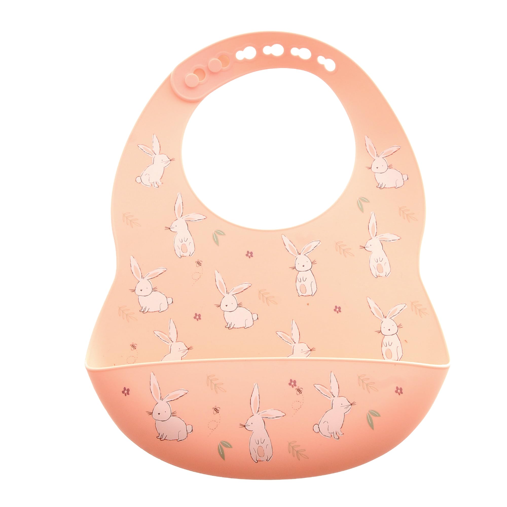 Ziggle Unisex Kids Pink Catch It Silicone Bib Bunnies