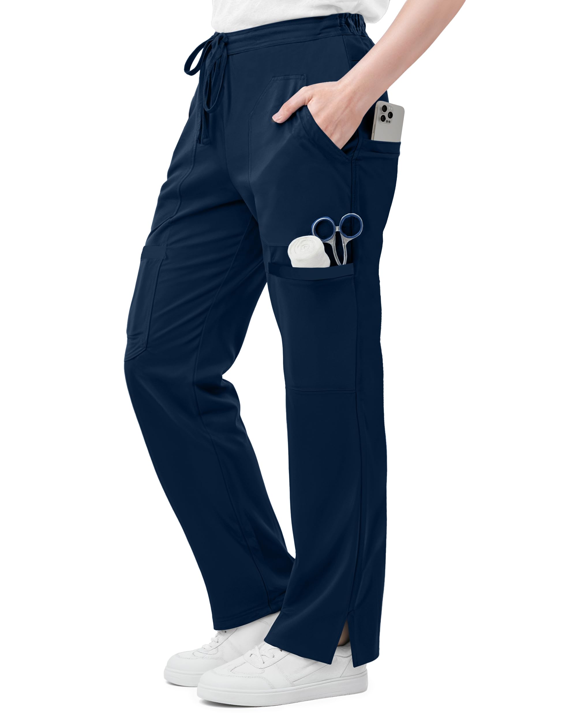 NY Threads Pantaloni chirurgici da donna, vestibilità rilassata, vita media, 5 tasche con coulisse, pantaloni da donna, cucitura interna 78 cm