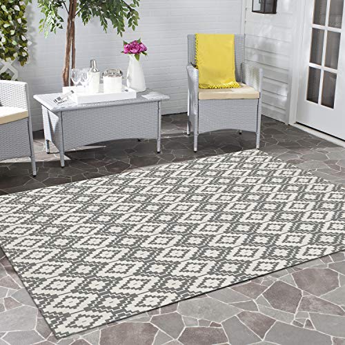 Uphome Indoor Outdoor Rug 5' x 7.9' Gray Farmhouse Patio Rug Hand Woven Moroccan Cotton Area Rug Modern Boho Geometric Machine Washable Carpet for Entryway Bedroom Living Room