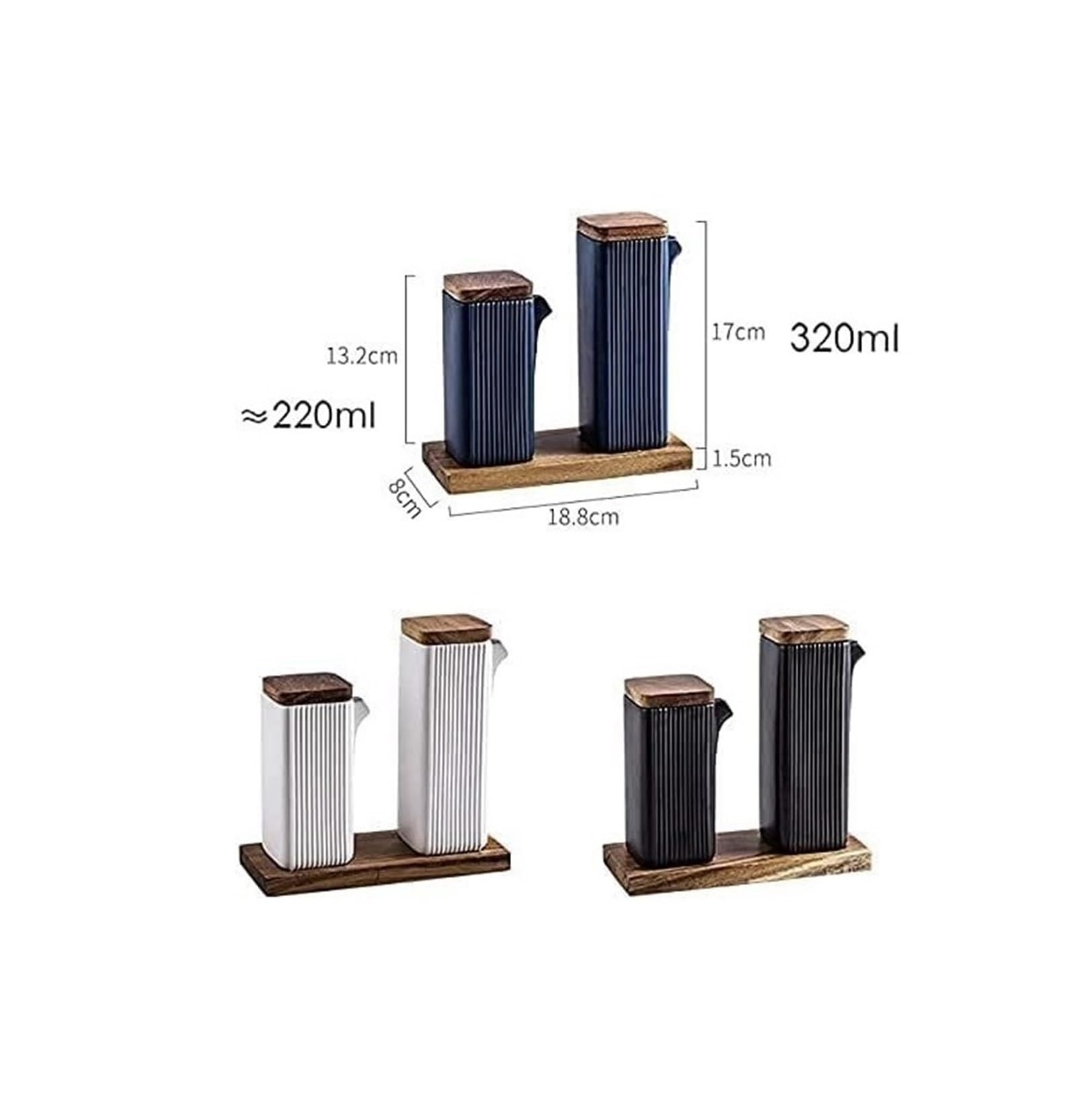 Dispensador de Aceite, dispensador de Aceite y vinagre, Juego de 2 Botellas de cerámica en Blanco y Negro para Aceite y vinagre, Salsa de Soja y Jarabe de Arce.