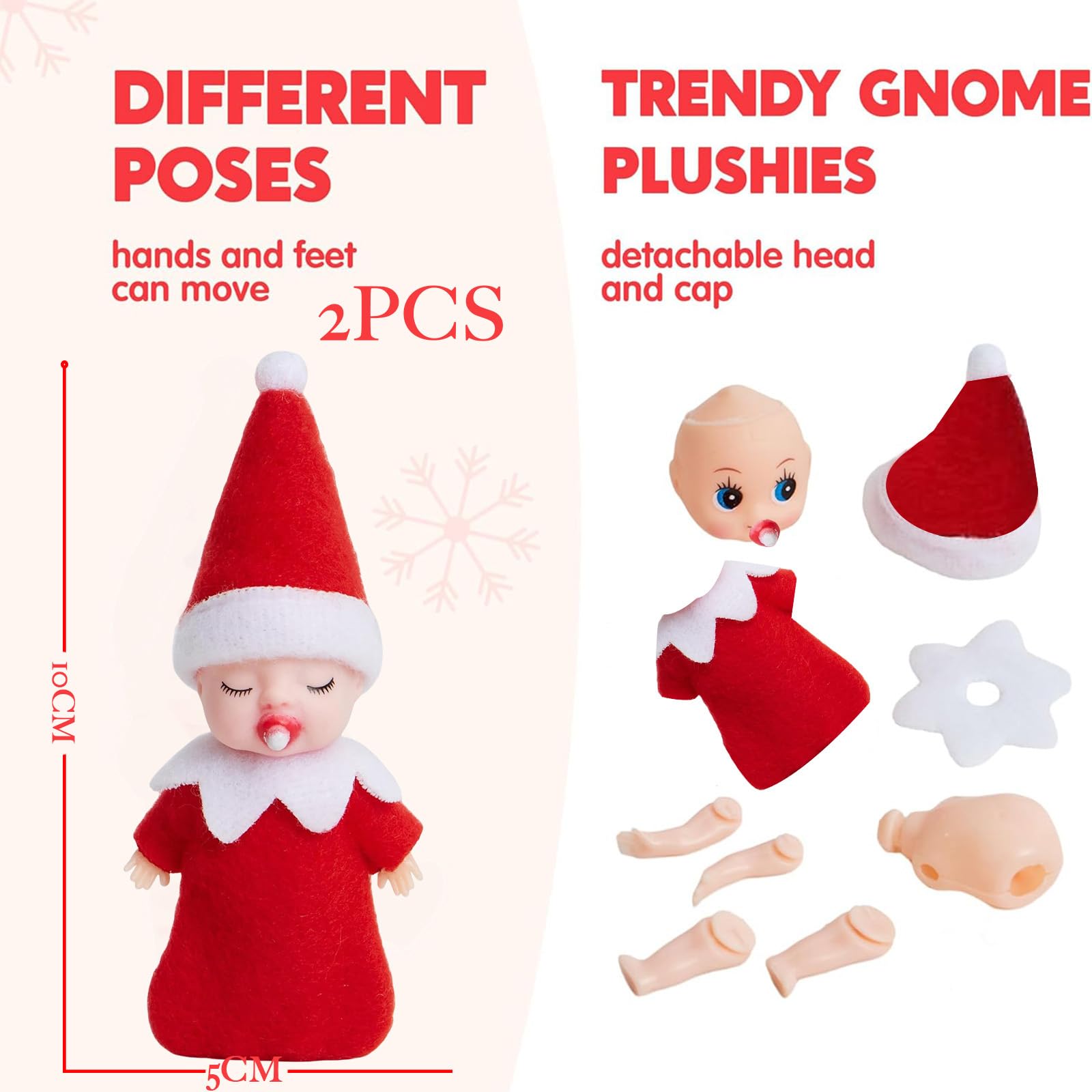2pcs Christmas Elf Baby Mini Dolls,Christmas Baby Elves Twins Cute Little Elfs,Naughty Tiny Baby Elf Doll Novelty Toys Christmas Tradition Small Dolls for Girls Boys Kids Gift Xmas Stocking Stuffers - Image 2