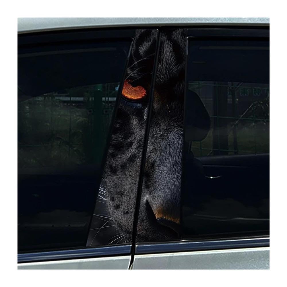 Body Parts 2PCS Car B-Pillar Cover Scratches Waterproof Decals Animal Lion Leopard Tiger Car Stickers DIY(B)
