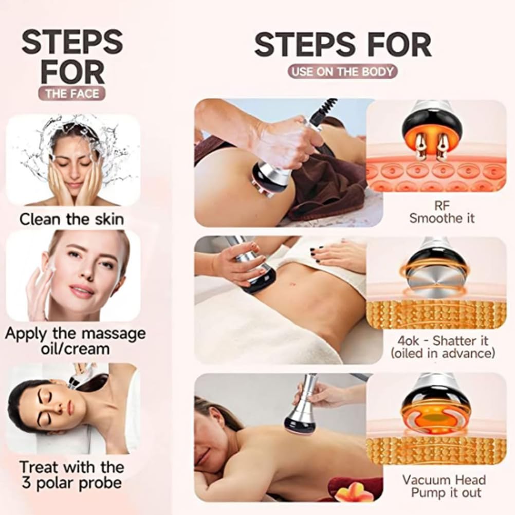 BCBKD 6 en 1 Lipocavitation Radiofrequence Machine 40K Cavitation Ultrasonique Et Radio Fréquence Appareil Amincissant Corps Beauté du Visage Anti-Cellulite Anti-Rides pour Visage Bras Abdomen