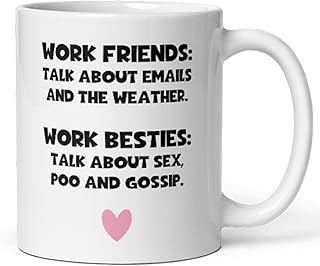Confidently Quirky - Funny Work Friend vs Work Bestie White Mug, Funny Work Bestie Mug, Leaving gift for her, Work Colleague Birthday, Funny Leaving Present Woman