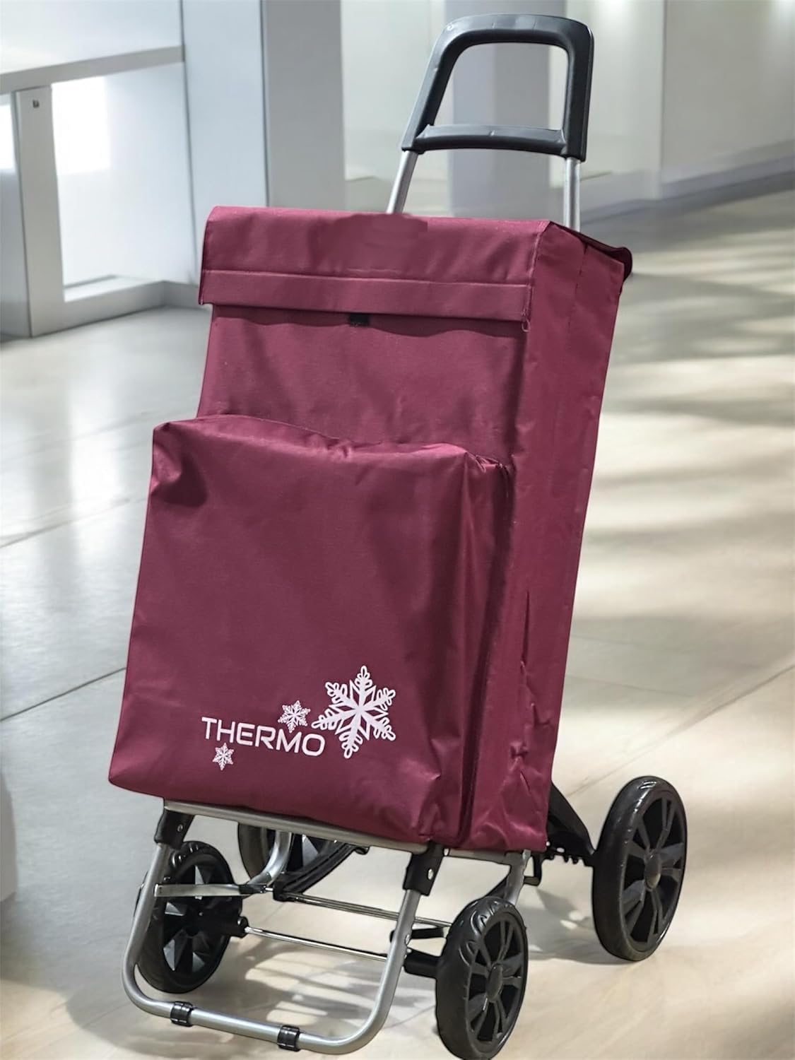 Various Carrito de Compra Plegable con Bolsa Térmica Impermeable y 4 Ruedas,Ligero, 105x44x38cm,40 litros,Resistente y Reutilizable – Burdeo