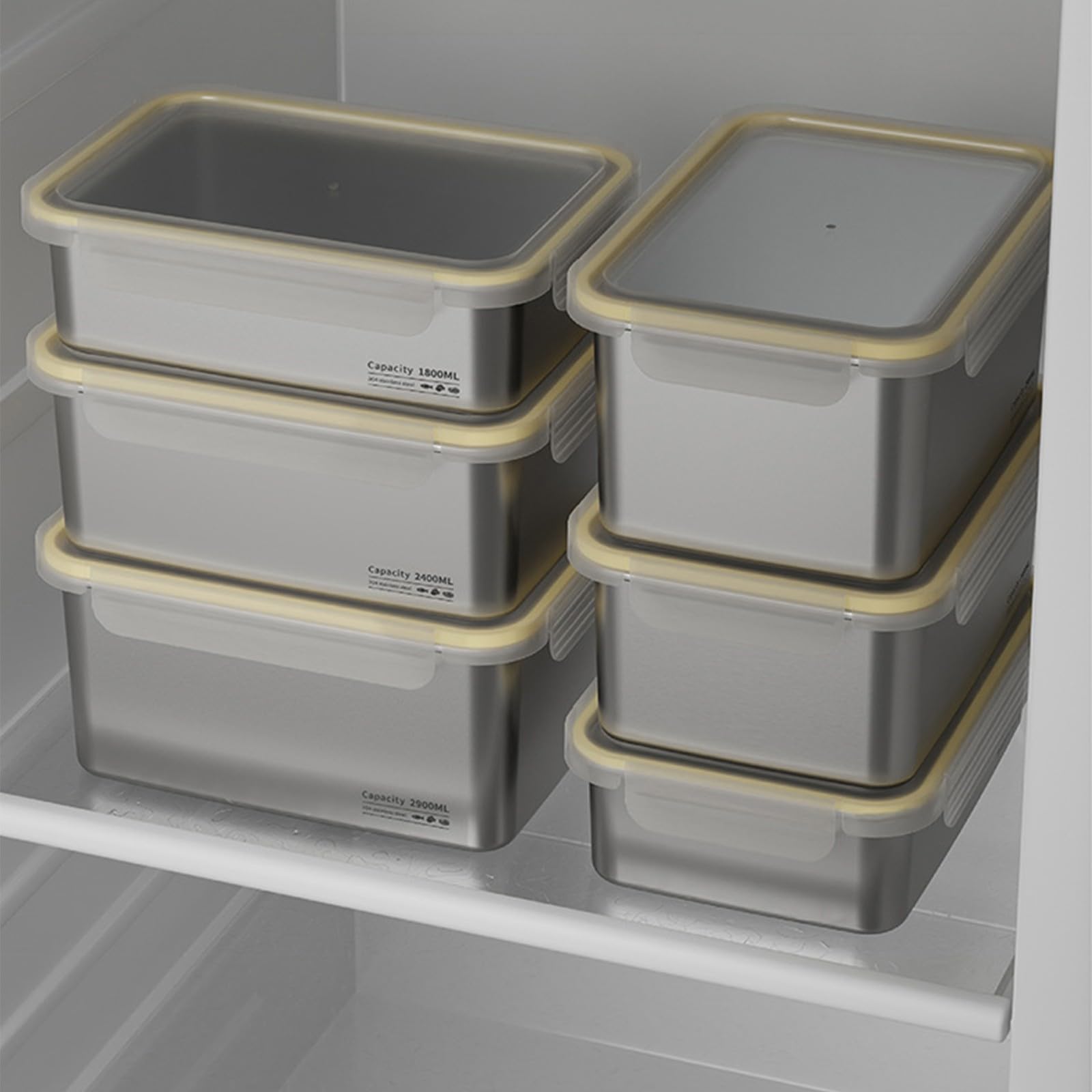 Contenitore per alimenti in acciaio inossidabile, contenitore per alimenti in metallo 304 con coperchio a clip traslucido per la preparazione dei pasti e per l ' uso in frigorifero Contenitore