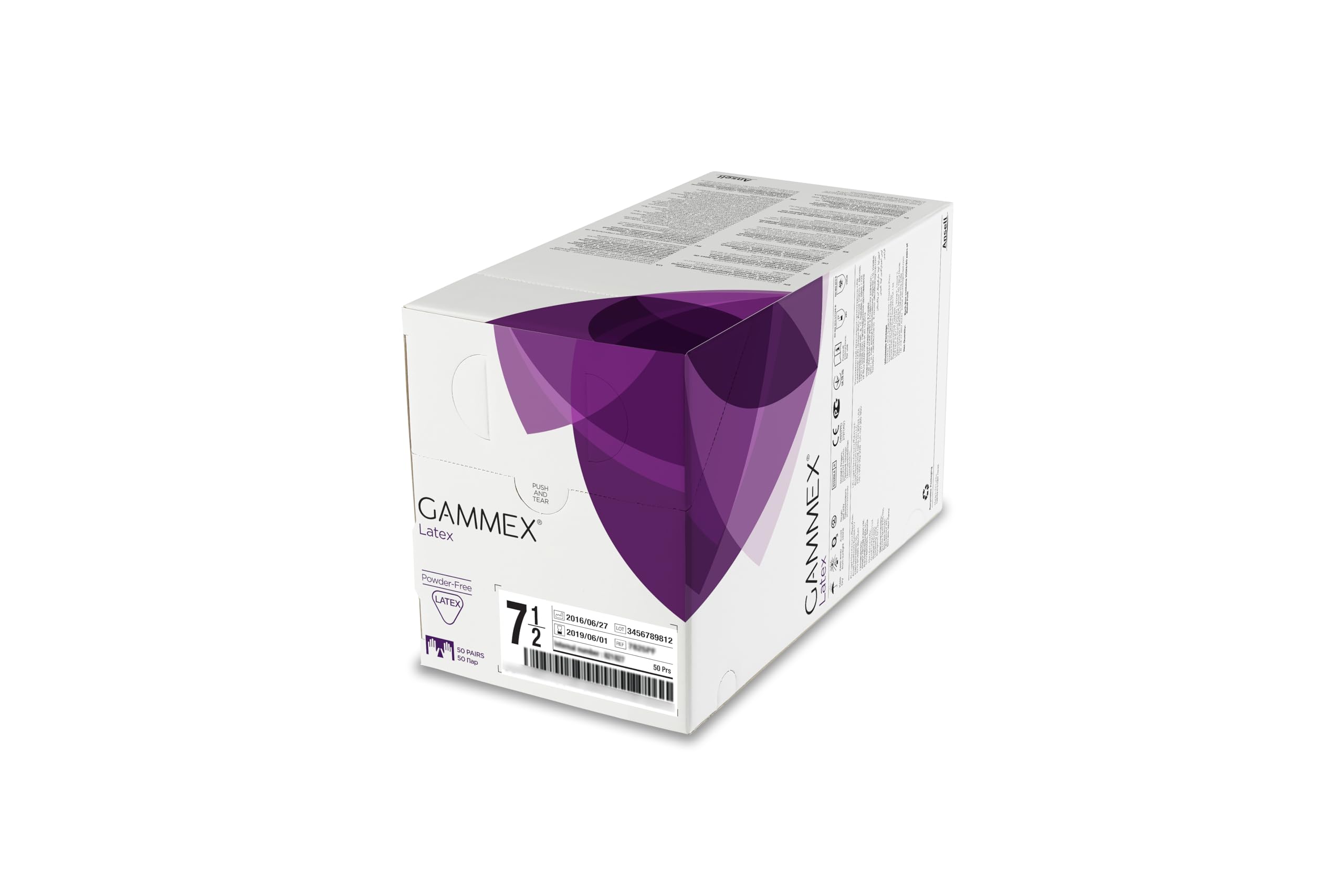 Guanti Ansell GAMMEX® Latex Senza Polvere, per Chirurgia Generale, Lattice di Gomma, uso Medico e Sanitario, Naturale, Taglia 5,5, SMART Pack 4 x 50 paia