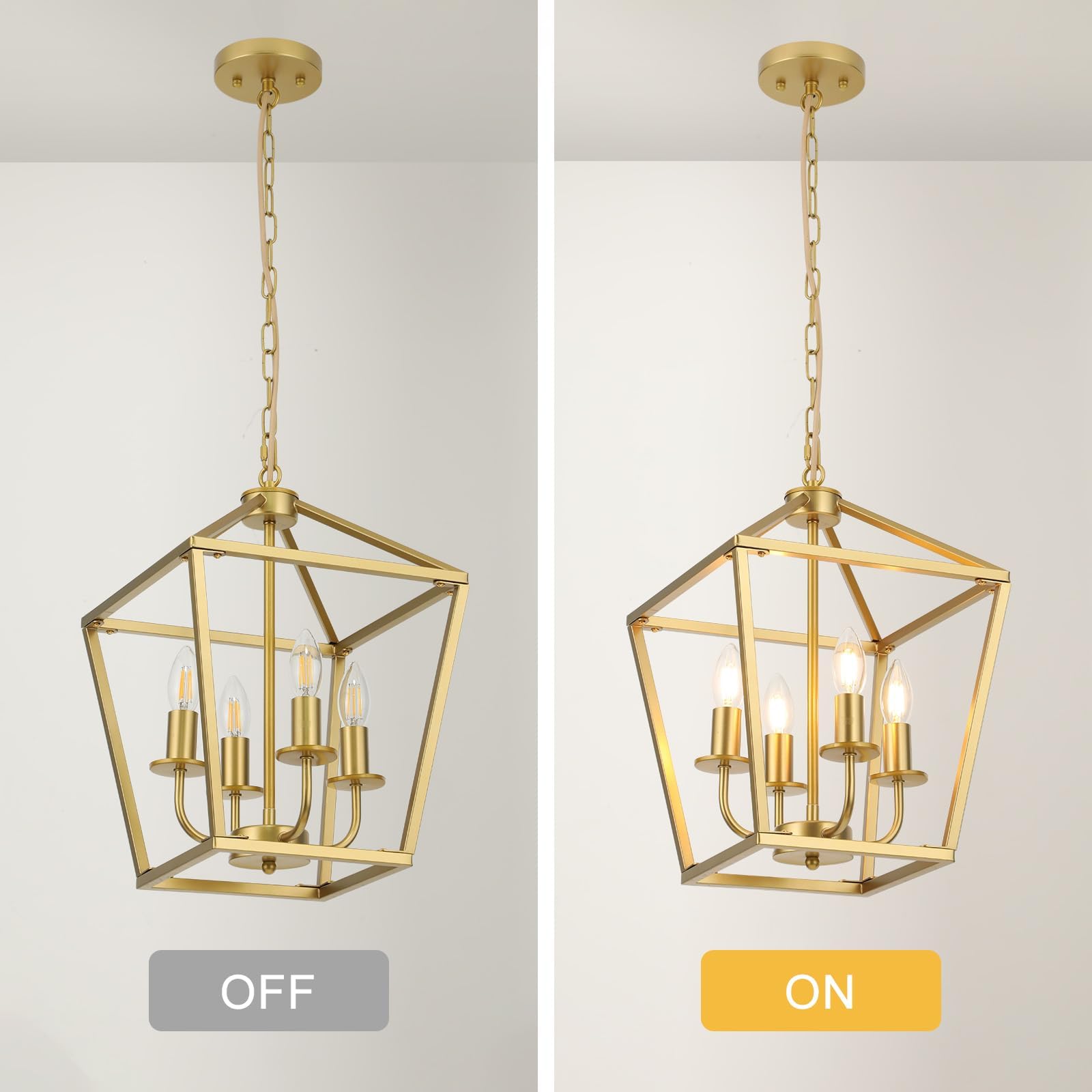 Lampa sufitowa wisząca, metalowa rama z 4 podstawami E14 żyrandol przemysłowy, złote żyrandole z regulacją wysokości, rustykalny żyrandol wiejski do salonu, sypialni, kuchni, przedpokoju, jadalni