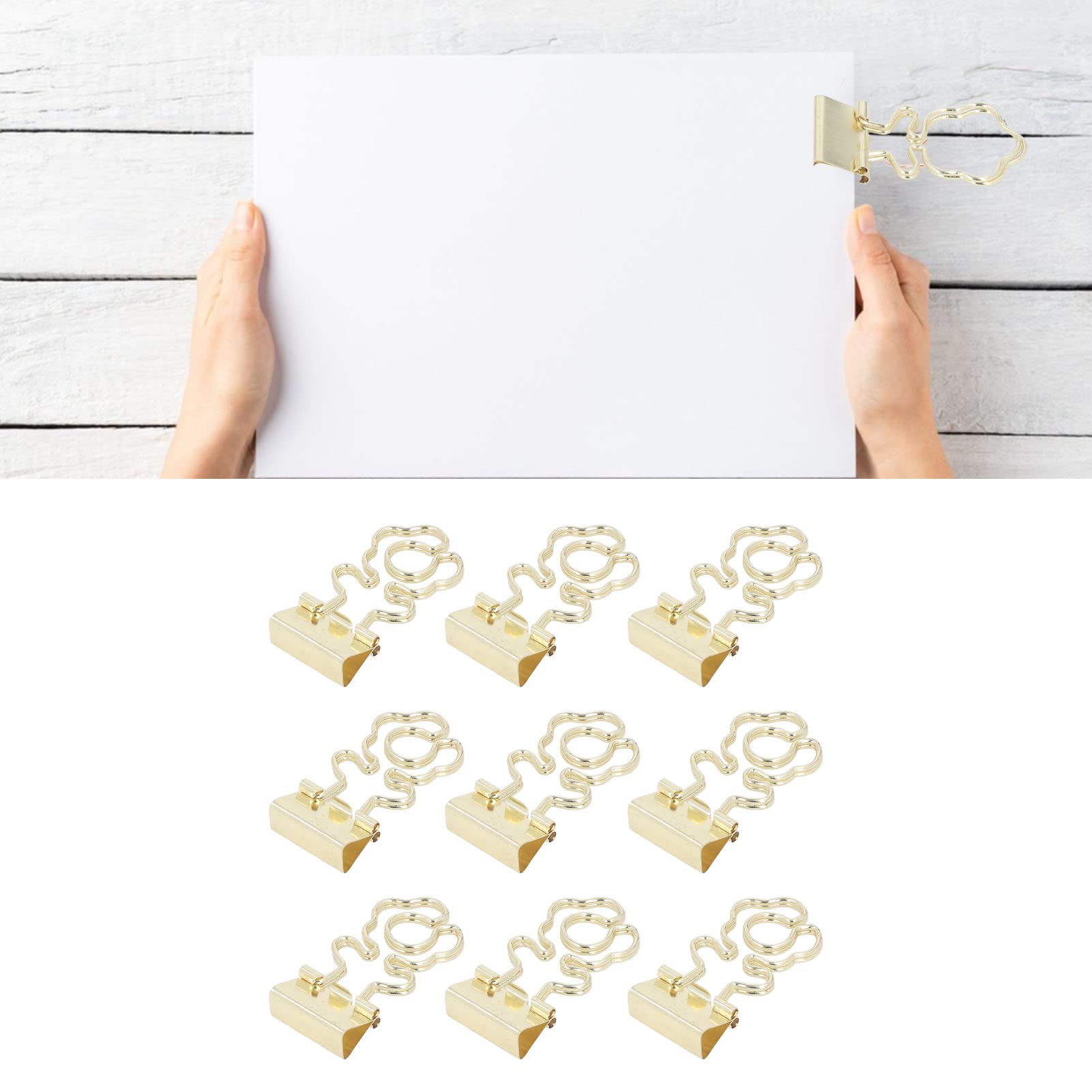 100 szt. Złoty metalowy pusty spinacz do papieru długi ogon mocne mocowanie mały zestaw zacisków biurowych do biura (Flower Shape)