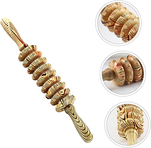 Miniatura 4 de POPETPOP Rodillo masajeador abdominal de mano de nueve ruedas de madera, herramienta de alivio muscular multifunción para terapia corporal, masaje
