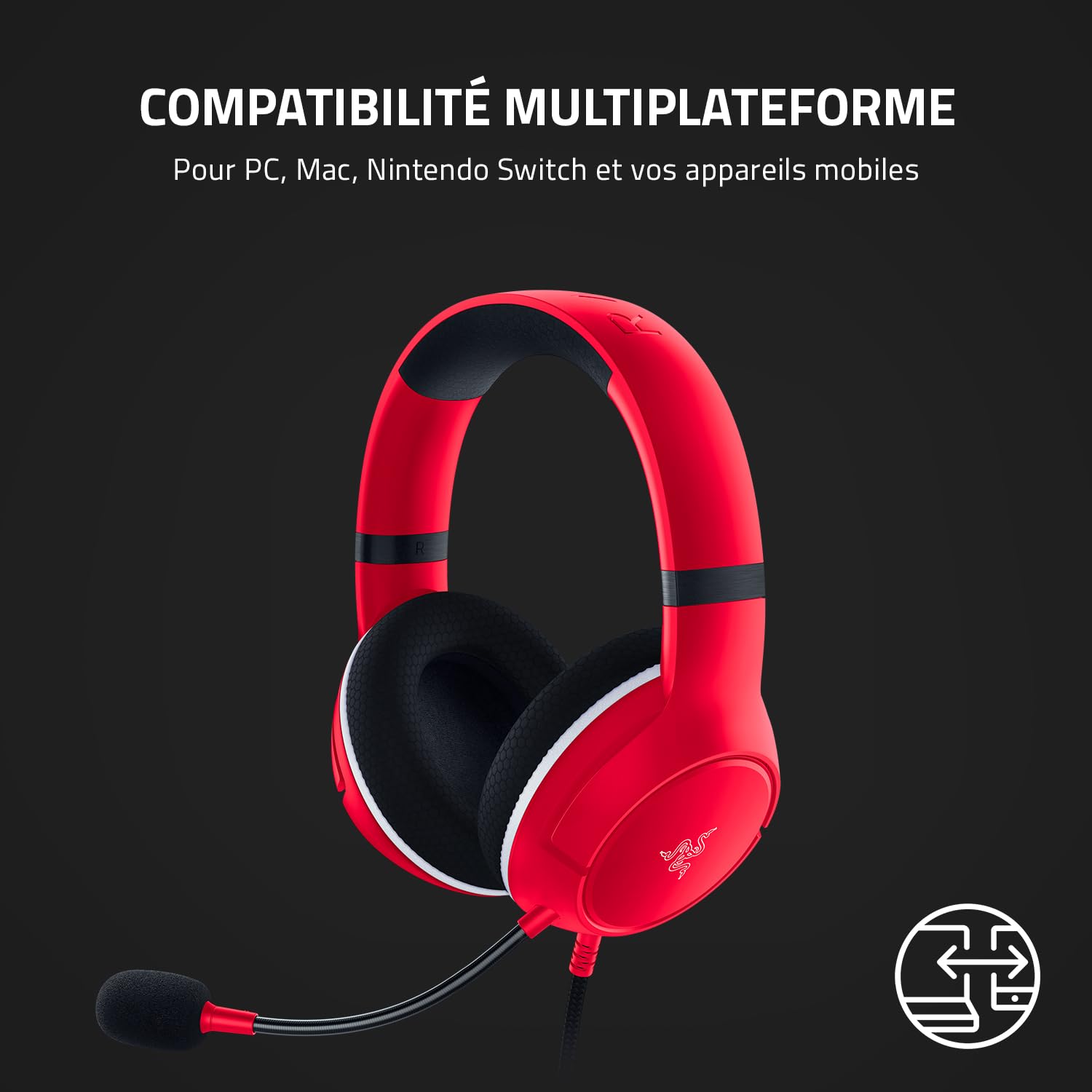 Razer Kaira X - Casque Gaming Filaire pour Xbox Series X|S (Haut-parleurs TriForce de 50mm, Microphone Cardioïde HyperClear, Commandes intégrées, Compatibilité Multiplateforme) Rouge