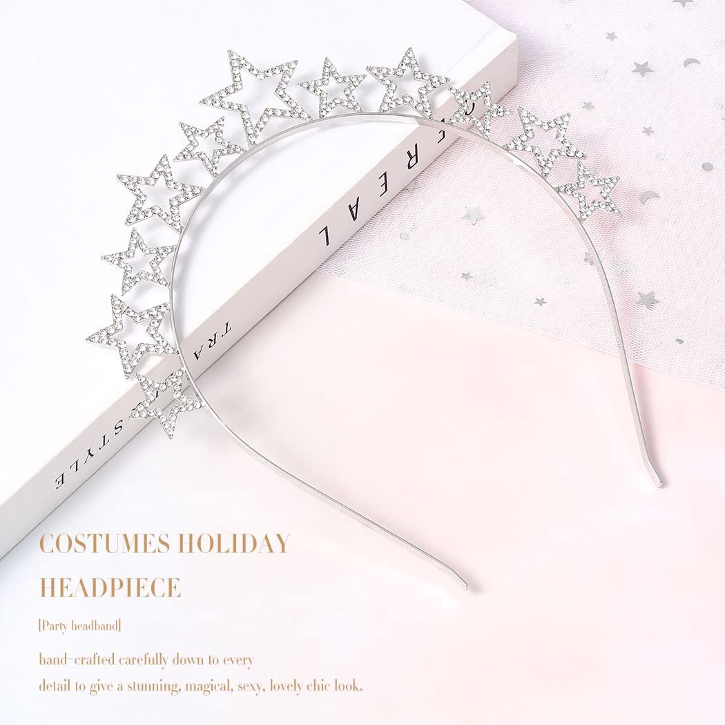 Generse Star Headband Rhinestone Hair Bands Party Headpiece Wedding Hair Accessories for Women and Girls 1Pcs (Sliver) - Image 3